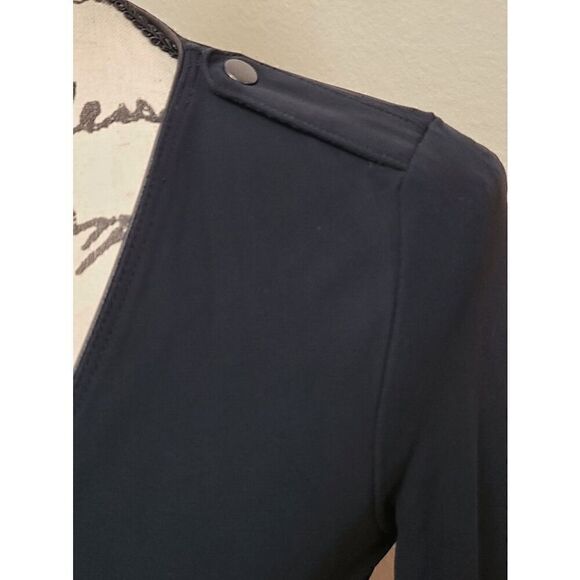 BANANA REPUBLIC Black Stretch Long Sleeve Belted Wrap Dress Size XS - Picture 2 of 15